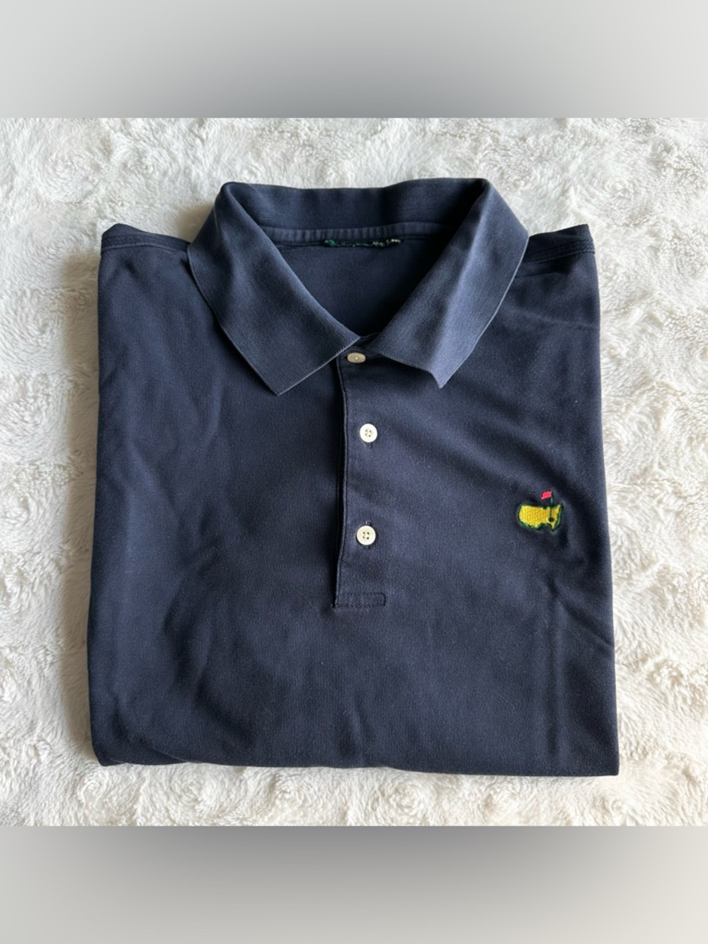 Vintage Masters Polo Shirt Mens XL Navy Blue Embroidered Logo Golf Augusta Vtg